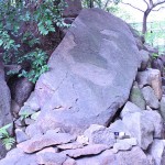 白神社境内が、海岸線だった頃の岩礁